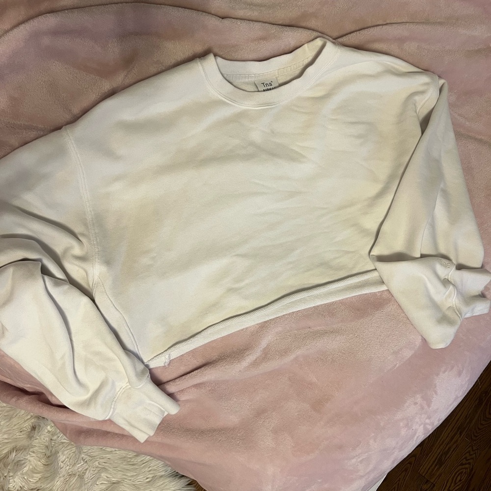 TNA White Cropped Sweater